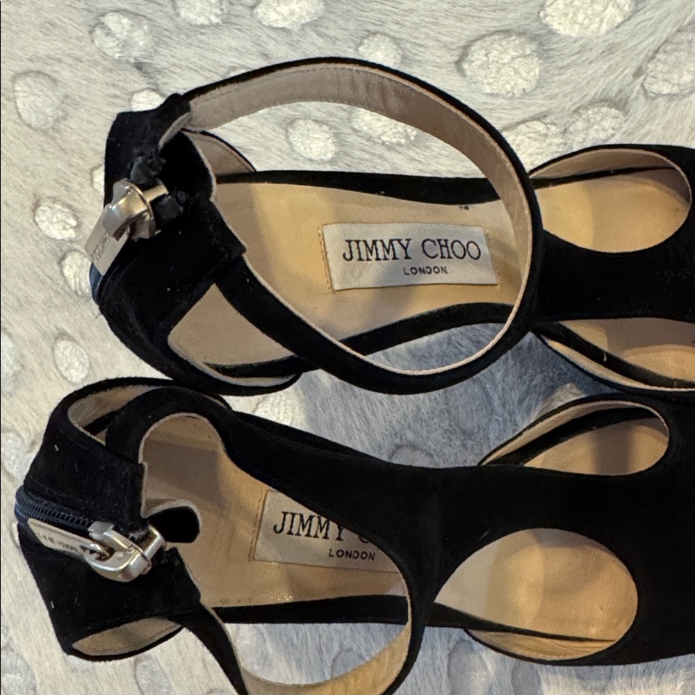 Jimmy Choo Black Alana Cut Out Suede Heels - Picture 4 of 7